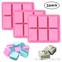 Square Silicone Soap Molds Set of 3  6 Cavities DIY Handmade Soap Moulds - Cake Pan Molds for Baking  Biscuit Chocolate Mold  Silicone Soap Bar Mold for Homemade Craft  Ice Cube Tray - B07DPGL7SK